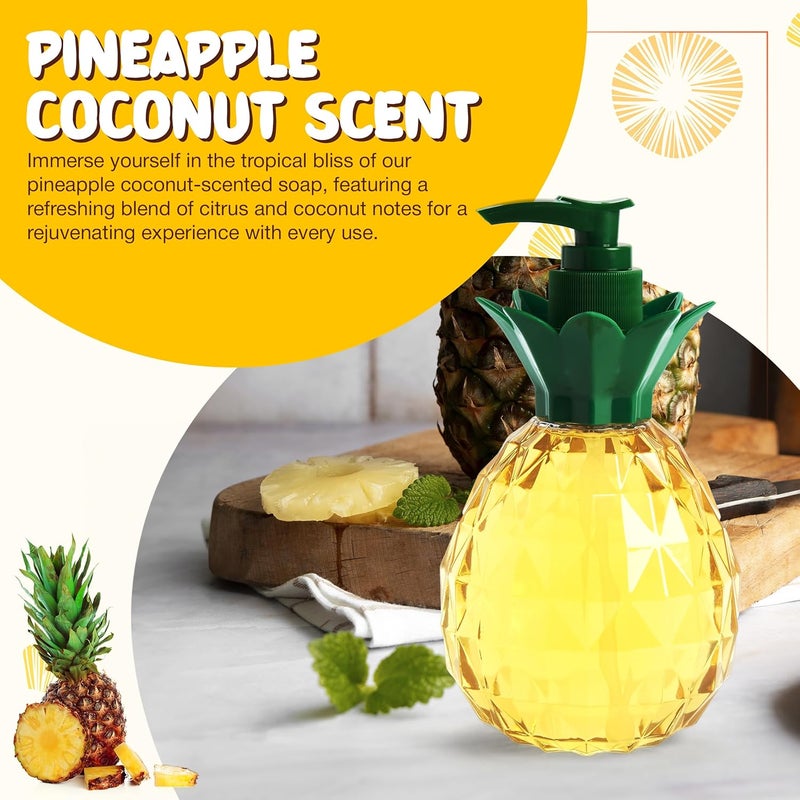 simple pleasures Pineapple Coconut Scented Liquid Hand Soap Dispenser - Plastic Novelty Decorative Refillable Hand Pump for Kitchen Countertops and Bathroom Sinks - Image 4